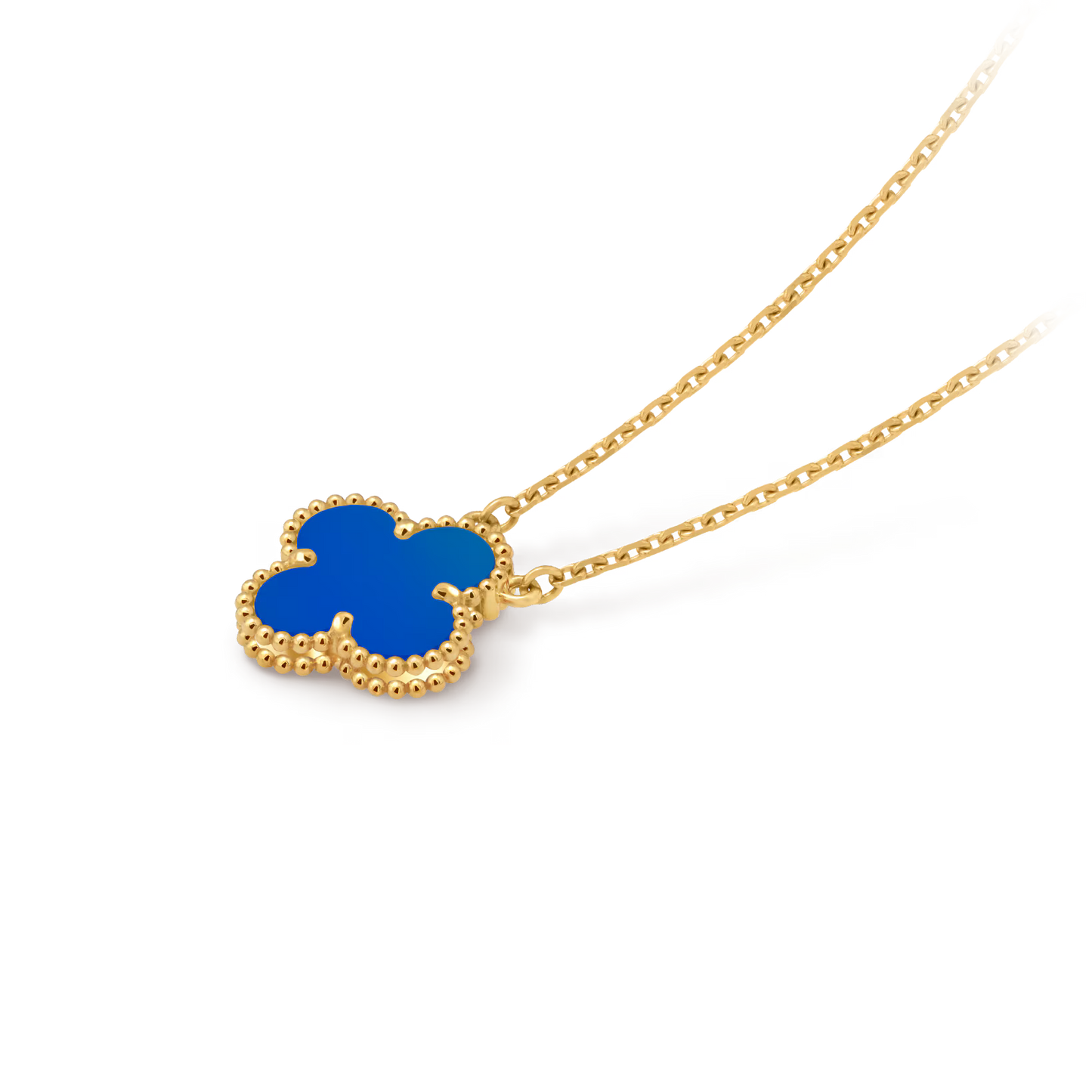Vintage Alhambra pendant, 18K yellow gold, blue agate.