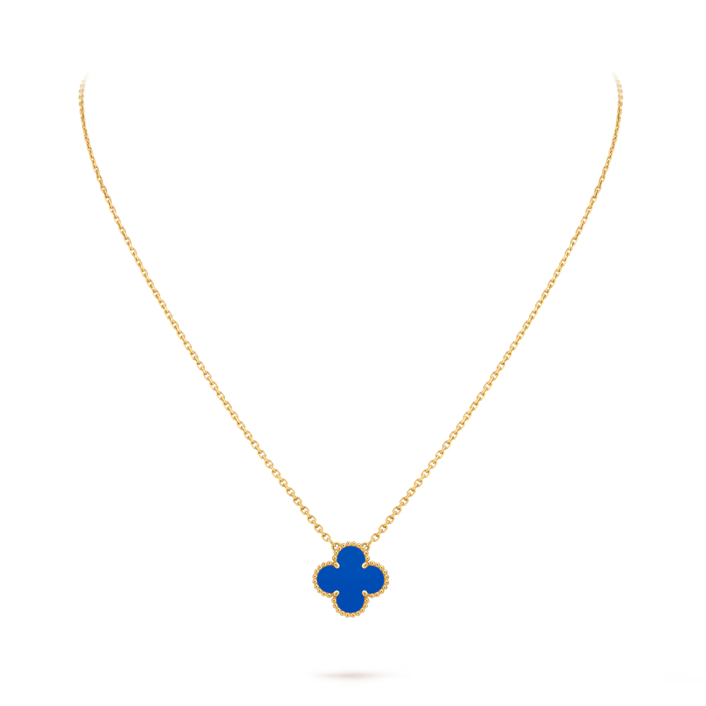 Vintage Alhambra pendant, 18K yellow gold, blue agate.