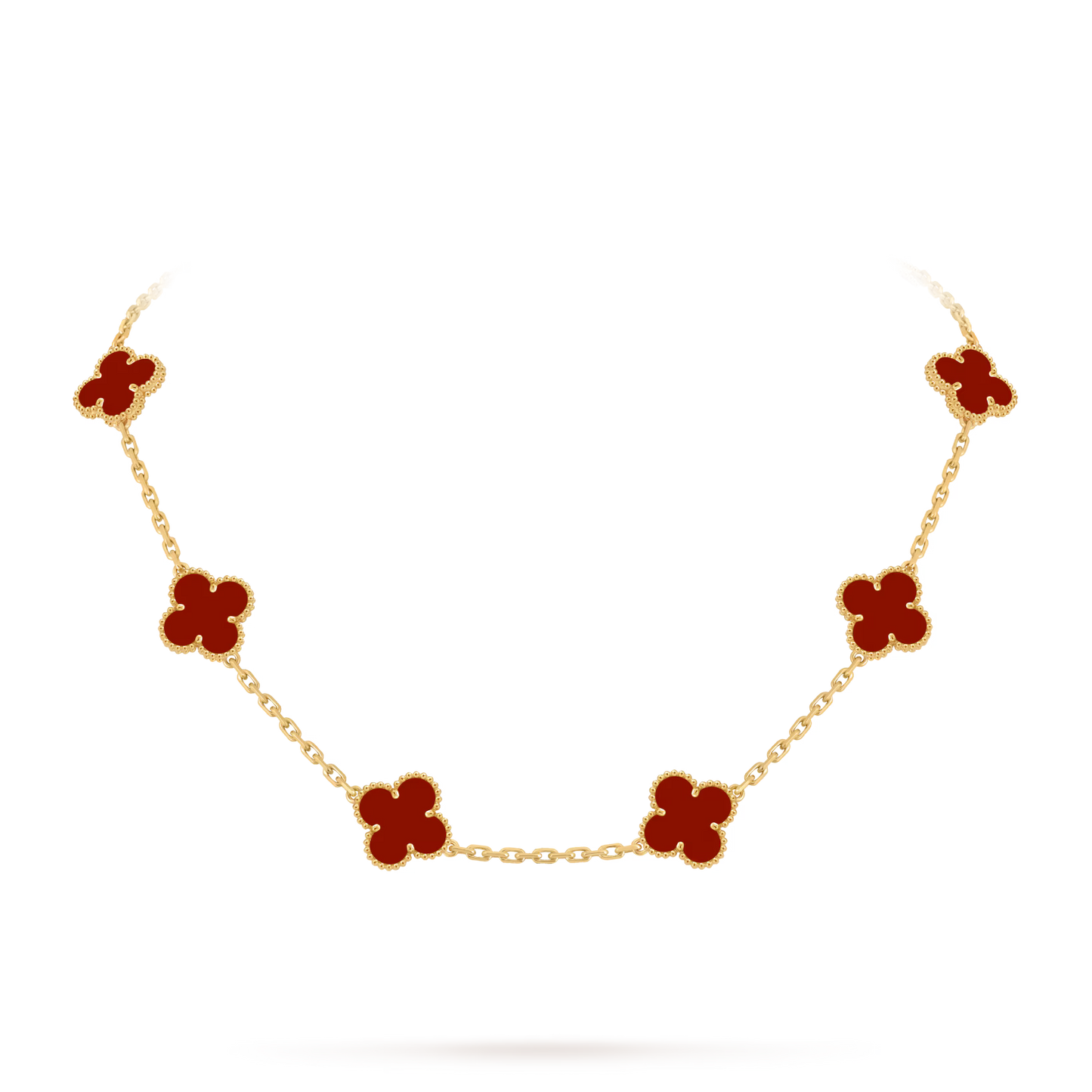 Vintage Alhambra necklace, 10 motifs, 18K yellow gold, carnelian.