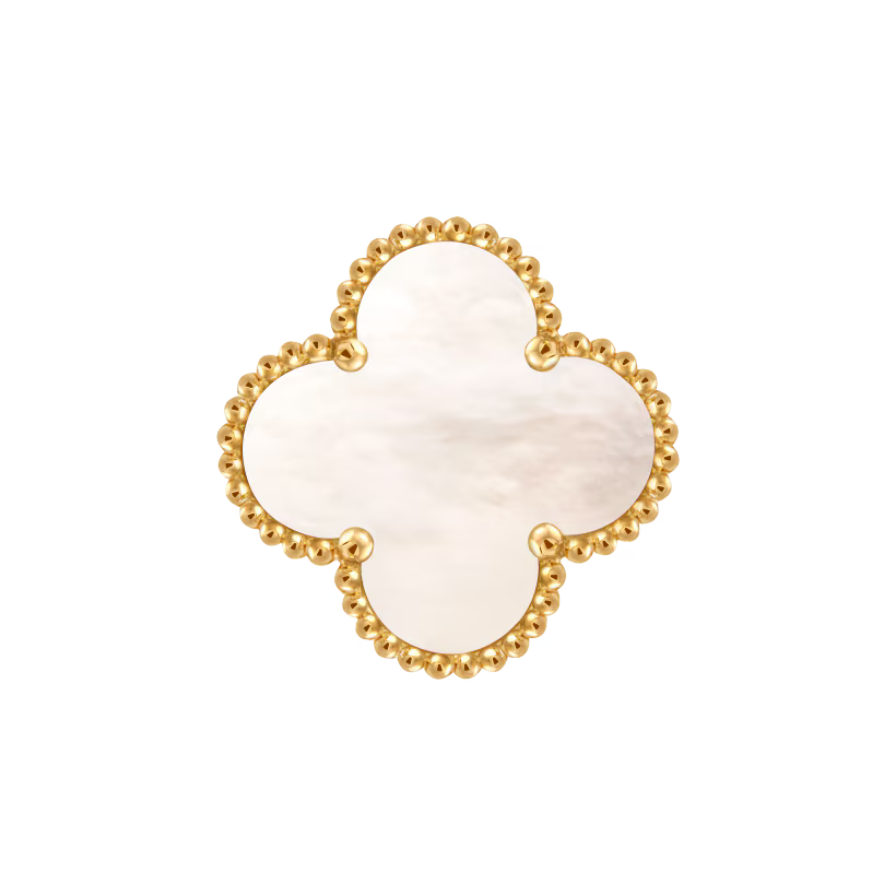 Magic Alhambra ring, 18K yellow gold, white mother-of-pearl.