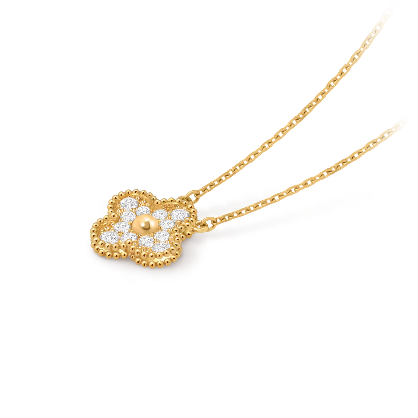 Vintage Alhambra pendant, 18K yellow gold, round diamonds
