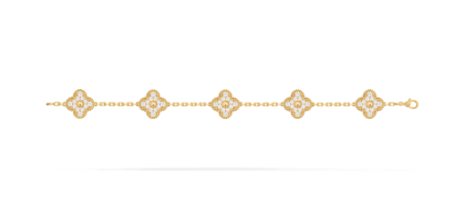 Vintage Alhambra bracelet, 5 motifs. 18K yellow gold, Diamond