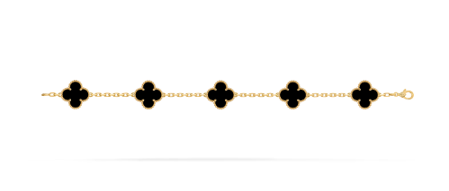 Vintage Alhambra bracelet, 5 motifs. 18K yellow gold, Onyx