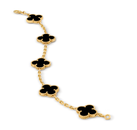 Vintage Alhambra bracelet, 5 motifs. 18K yellow gold, Onyx