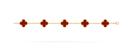 Vintage Alhambra bracelet, 5 motifs. 18K yellow gold, Carnelian