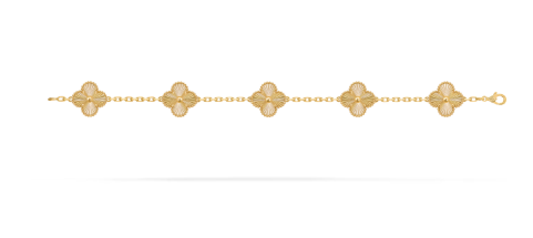 Vintage Alhambra bracelet, 5 motifs, guilloché 18K yellow gold.