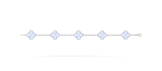 Vintage Alhambra bracelet, 5 motifs, 18K white gold, chalcedony.