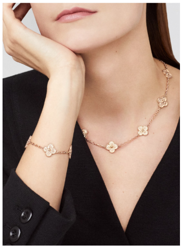 Vintage Alhambra bracelet, 5 motifs, textured 18K rose gold.