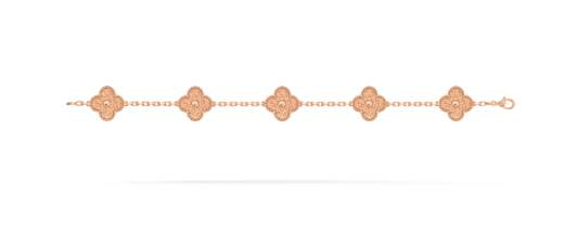 Vintage Alhambra bracelet, 5 motifs, textured 18K rose gold.