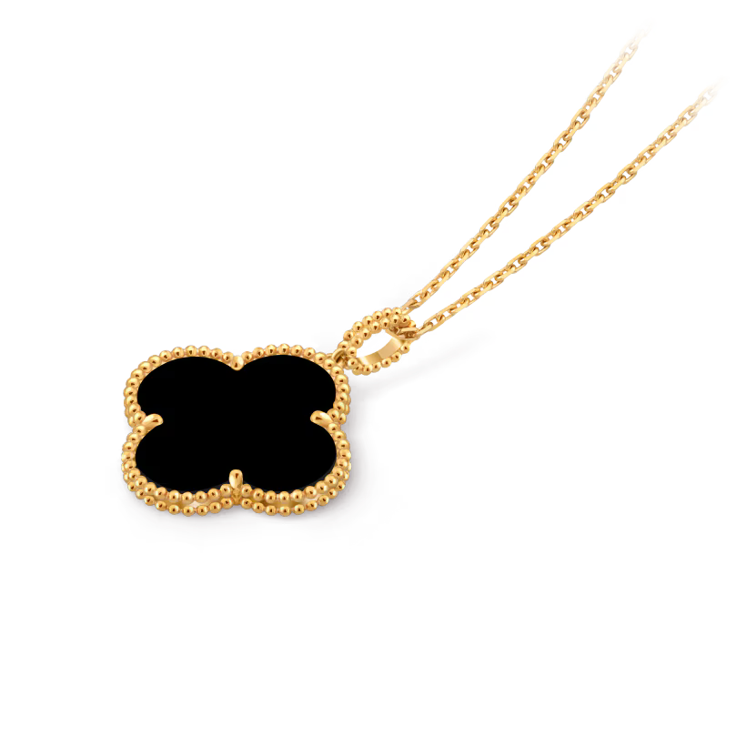 Magic Alhambra long necklace 1 motif, 18K yellow gold, onyx.