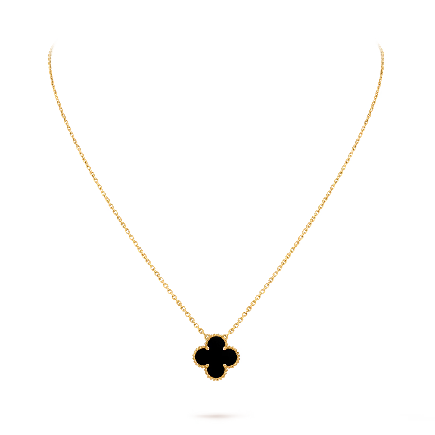 Vintage Alhambra pendant, 18K yellow gold, onyx.