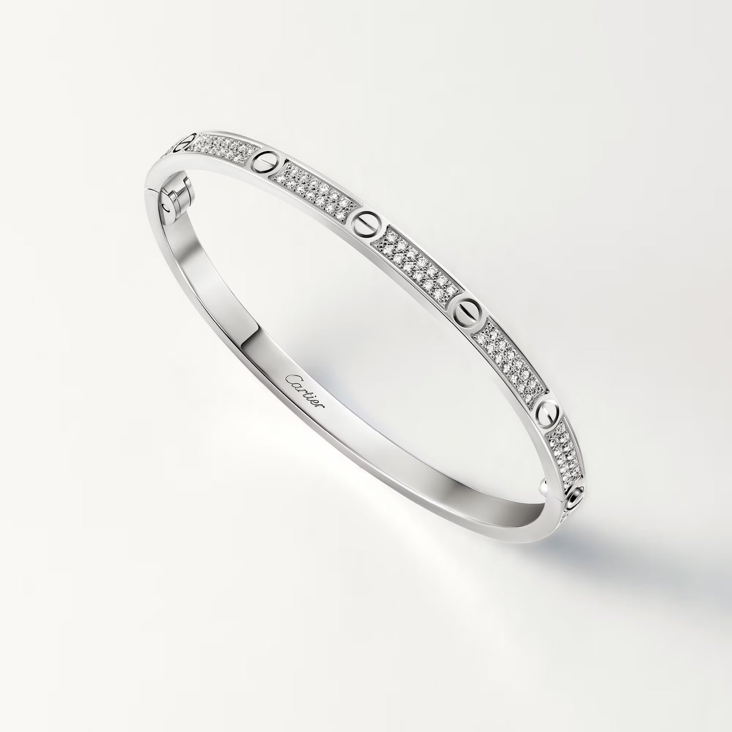 LOVE bracelet 18K white gold, small model, paved.