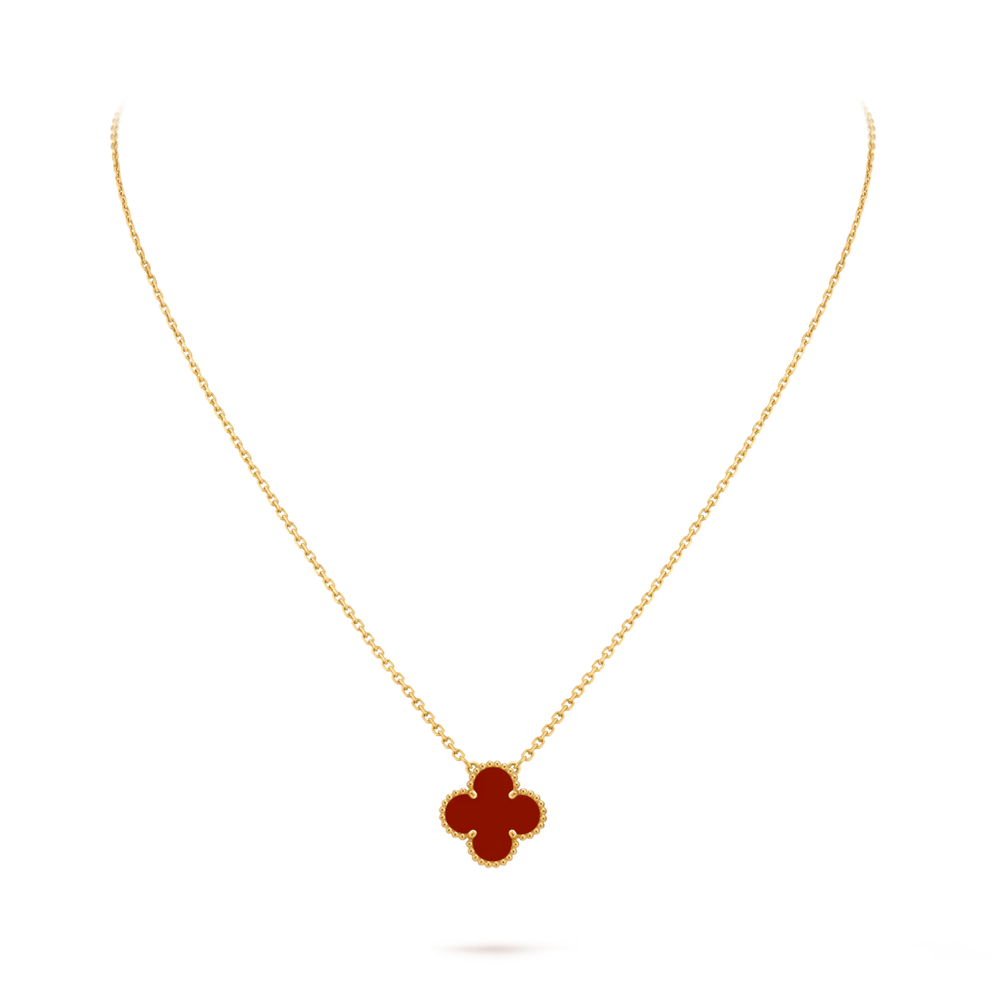 Vintage Alhambra pendant, 18K yellow gold, carnelian.