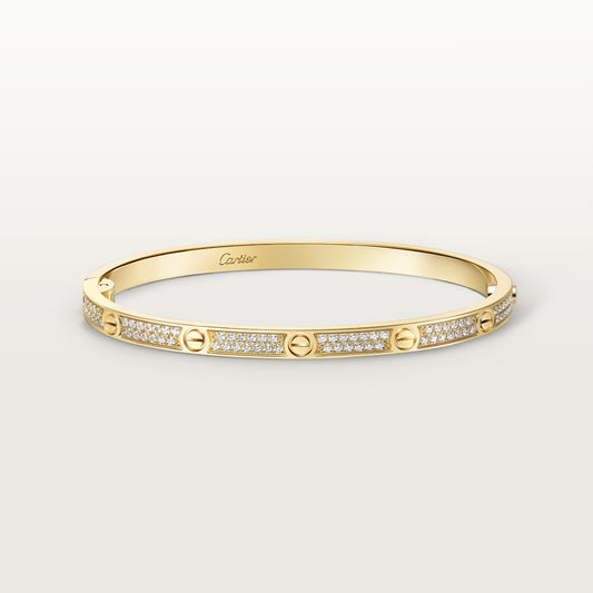 LOVE bracelet 18K yellow gold , small model, paved.