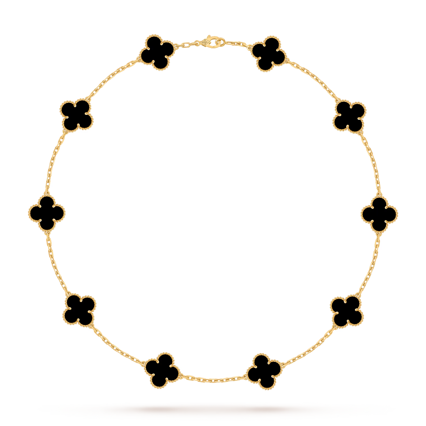 Vintage Alhambra necklace, 10 motifs, 18K yellow gold, onyx.