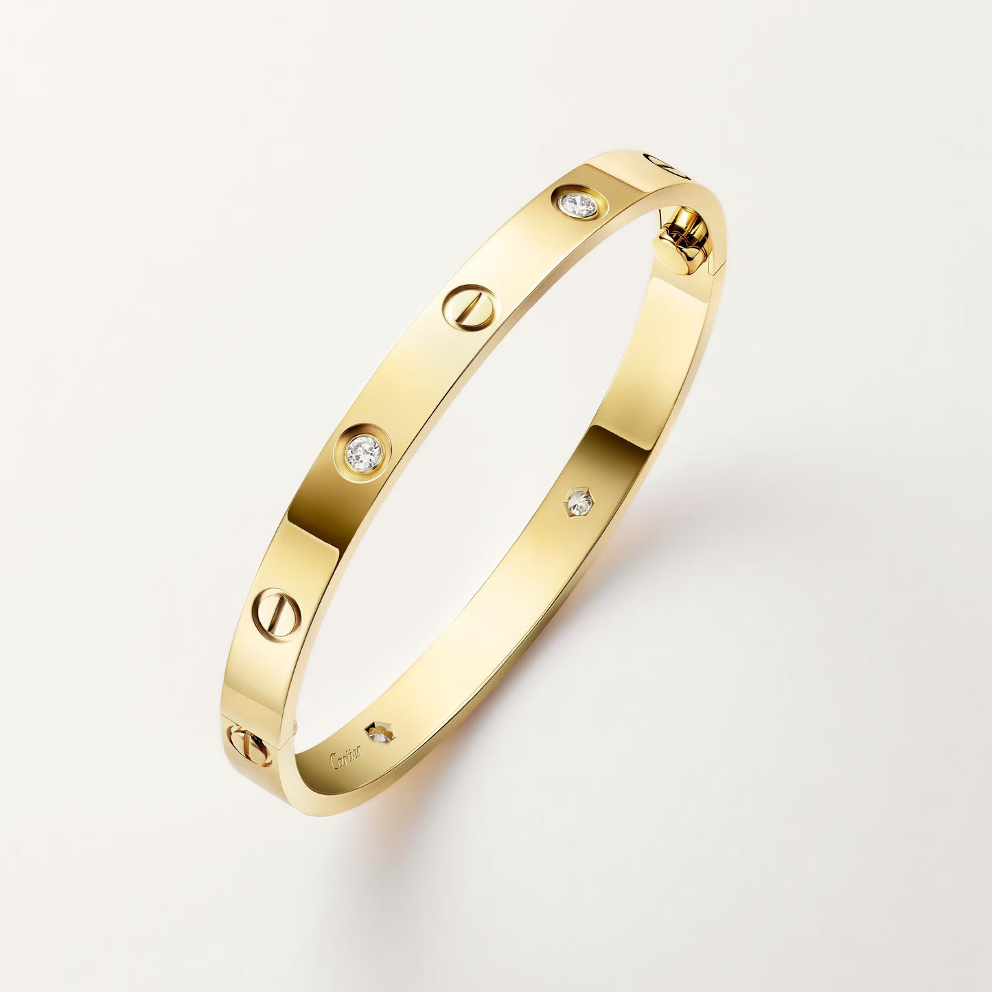 LOVE bracelet yellow gold, classic model, 4 diamonds.