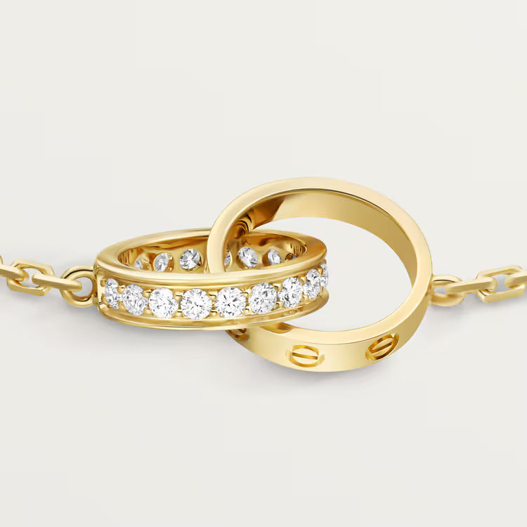 LOVE bracelet, on chain, half-paved