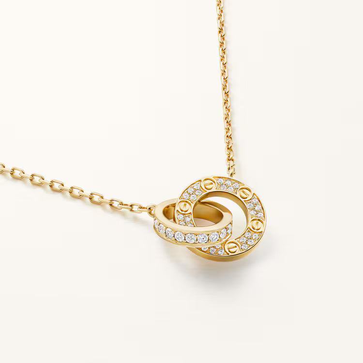 LOVE pendant, paved. 18k GOLD
