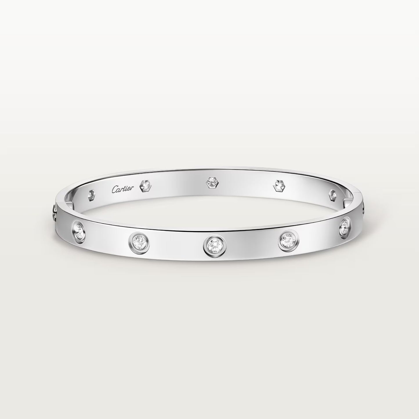 LOVE bracelet 18K white gold, classic model,10 diamonds.