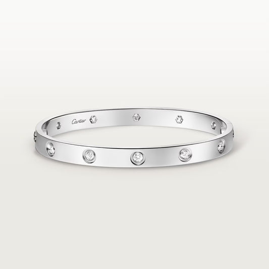 LOVE bracelet 18K white gold, classic model,10 diamonds.