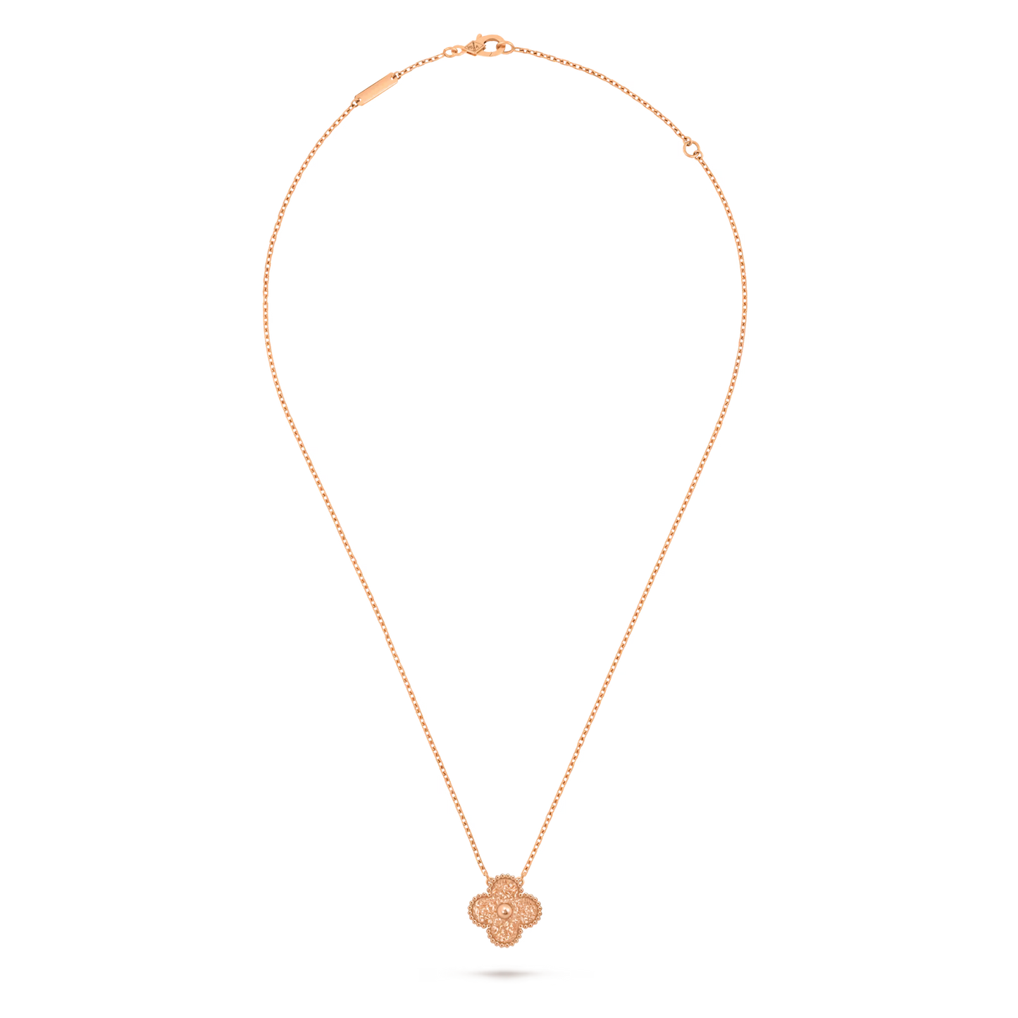 Vintage Alhambra pendant, textured 18K rose gold.
