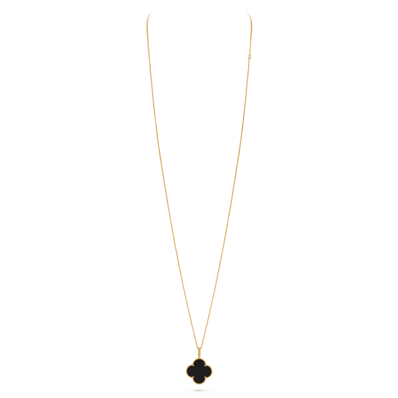 Magic Alhambra long necklace 1 motif, 18K yellow gold, onyx.