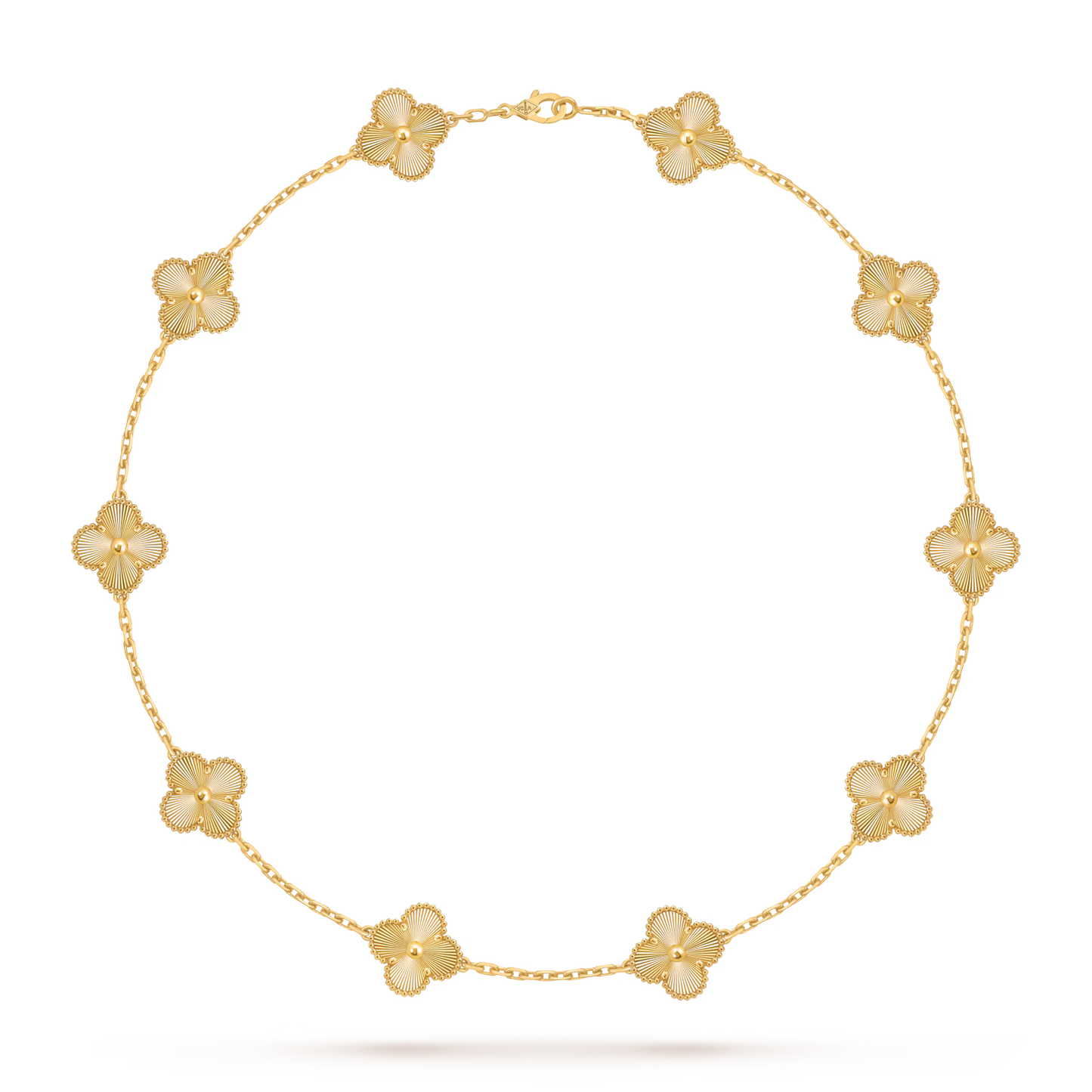 Vintage Alhambra necklace, 10 motifs, guilloché 18K yellow gold.