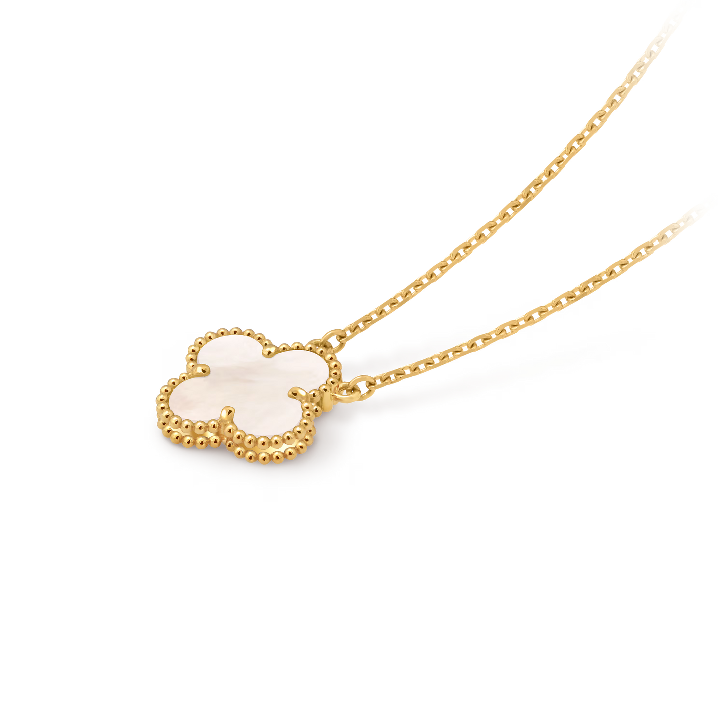 Vintage Alhambra pendant, 18K yellow gold, white mother-of-pearl.