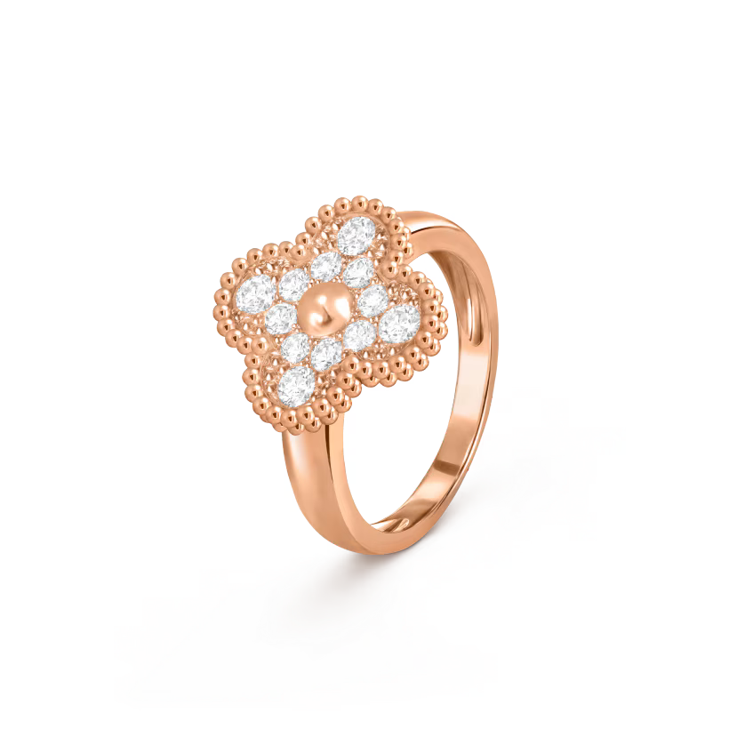 Vintage Alhambra ring, 18K rose gold, round diamonds
