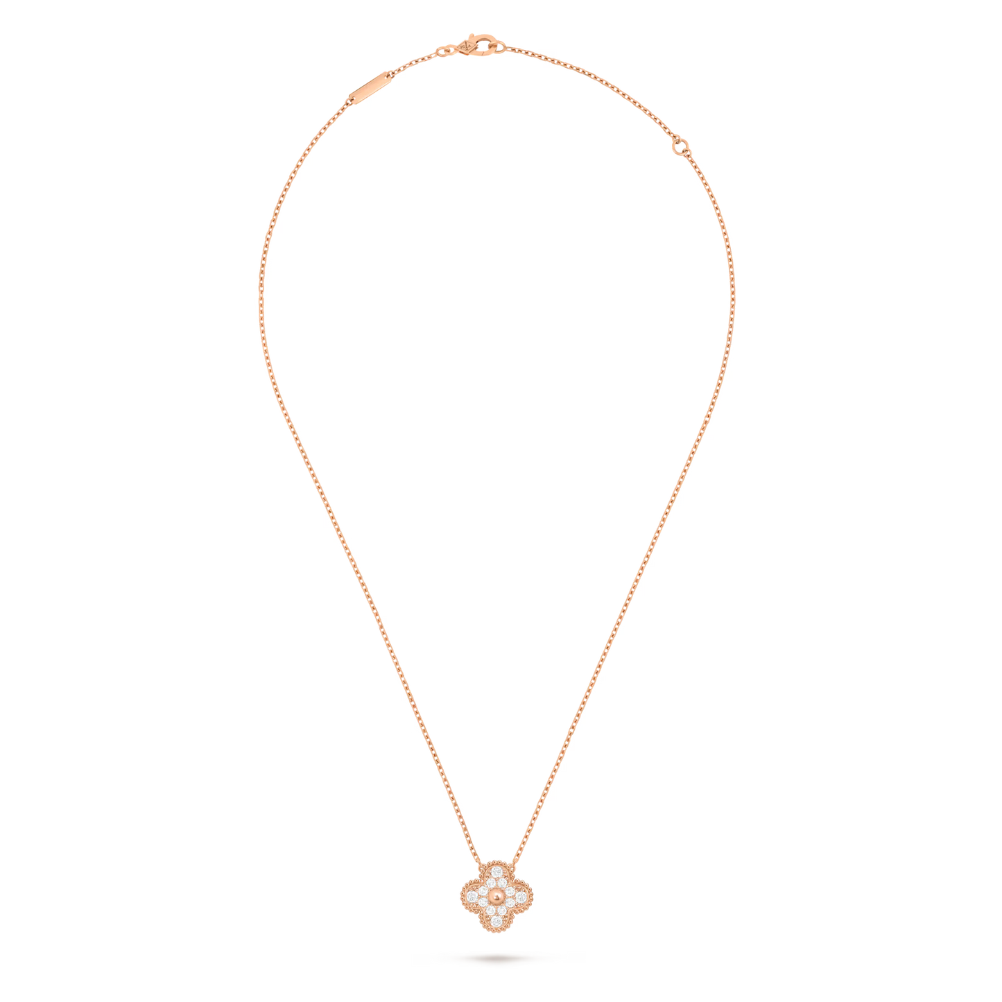 Vintage Alhambra pendant, 18K rose gold, round diamonds